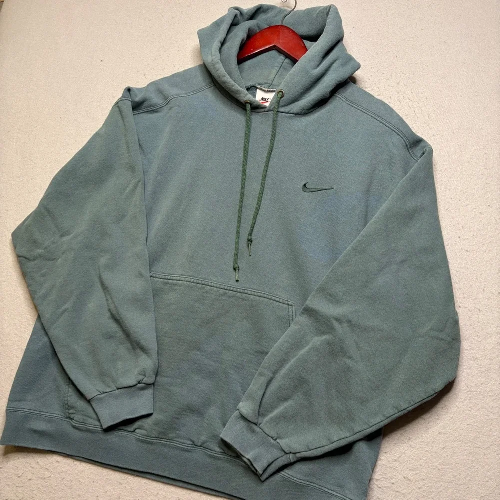 Nike Hoodie Mens Large Green Vintage 90s Made in USA Embroidered Swoosh Faded